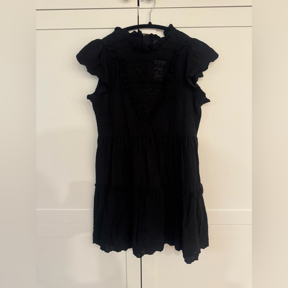 House of Harlow 1960 Black Lace Yoke Tiered Mini Dress - Picture 4 of 4
